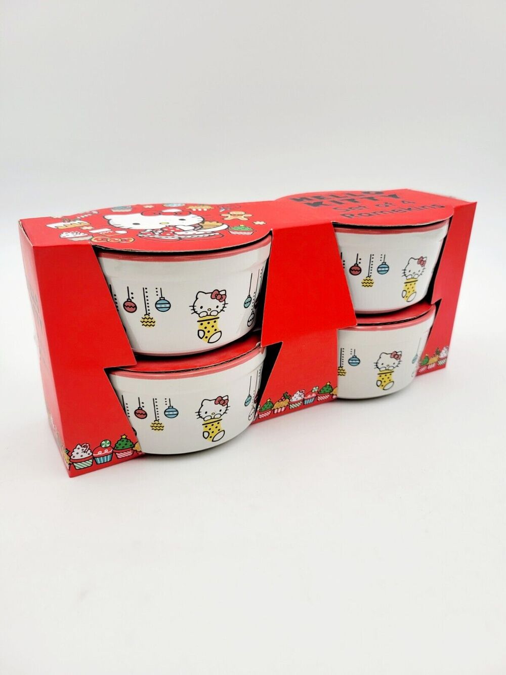 Hello Kitty Ramekins, Christmas Holiday Set of 4 Ornaments Design NWT